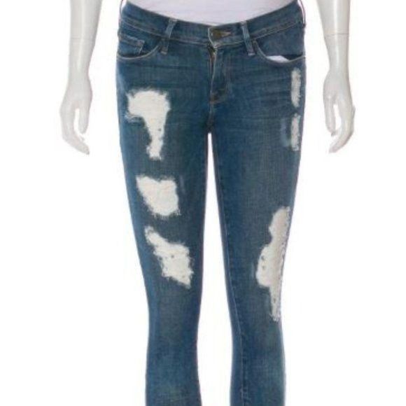 Frame Denim Pants - FRAME Jeans Distressed Le Skinny de Jeanne